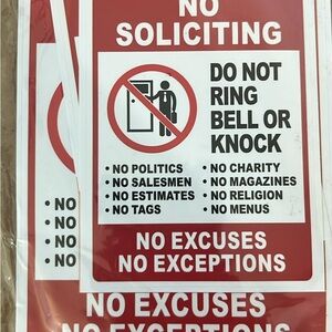 No Soliciting Sign - Red and White